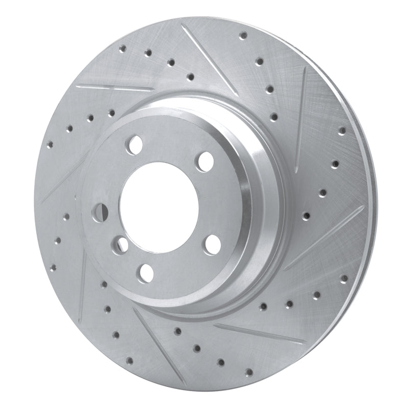 R1 Concepts R1 02-08 BMW 750LI Front Right Drilled & Slotted Silver Brake Rotor