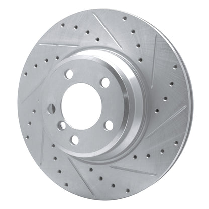 R1 Concepts R1 02-08 BMW 750LI Front Right Drilled & Slotted Silver Brake Rotor