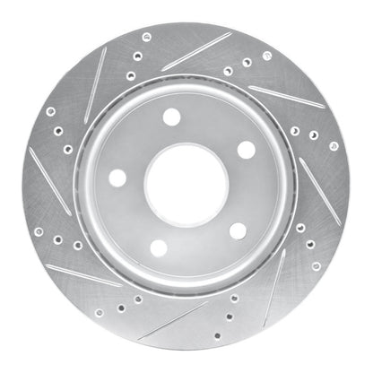 R1 Concepts R1 05-11 Dodge Dakota 4WD Front Right Drilled & Slotted Silver Brake Rotor