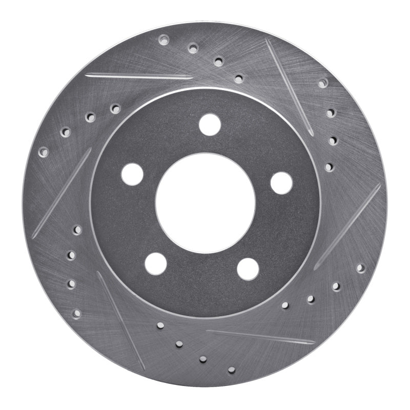 R1 Concepts R1 90-99 Jeep Cherokee Front Right Drilled & Slotted Silver Brake Rotor