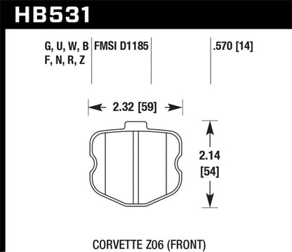 Hawk Performance Hawk 06-13 Chevrolet Corvette Z06 DTC-60 Race Front Brake Pads