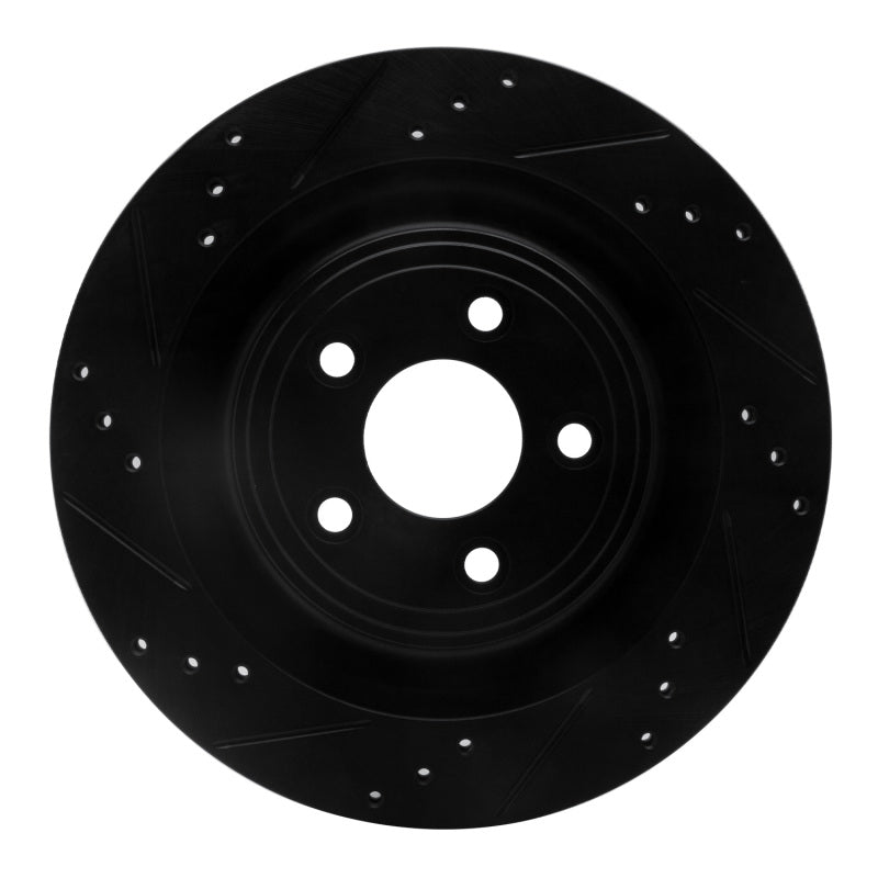 R1 Concepts R1 06-15 Jaguar Super V8 Rear Left Drilled & Slotted Black Brake Rotor