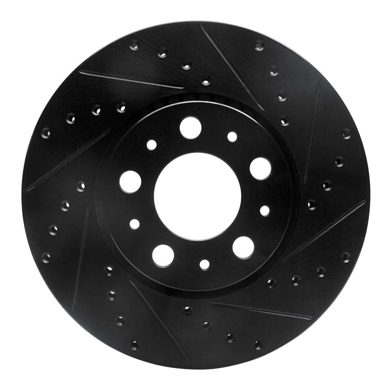 R1 Concepts R1 99-09 Volvo S60 Front Right Drilled & Slotted Black Brake Rotor