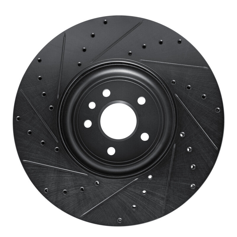 R1 Concepts R1 16-24 Jaguar XF Front Right Drilled & Slotted Black Brake Rotor