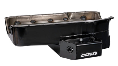 Moroso 80-85 Chevy SBC/Dart (w/2 Pc Seal/Low Clearance) Wet Sump 7qt 7in Steel Oil Pan - Black