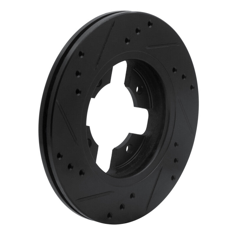R1 Concepts R1 84-86 Nissan 300ZX Front Right Drilled & Slotted Black Brake Rotor