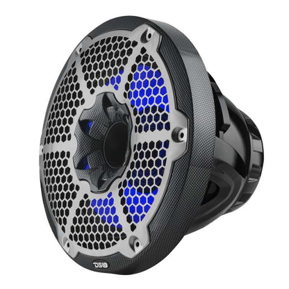 DS18 Hybrid Marine Speakers w/ Driver And RGB LED 10in 2-Way 450 Watts RMS 4 ohm Crbn Fiber w/ Cover