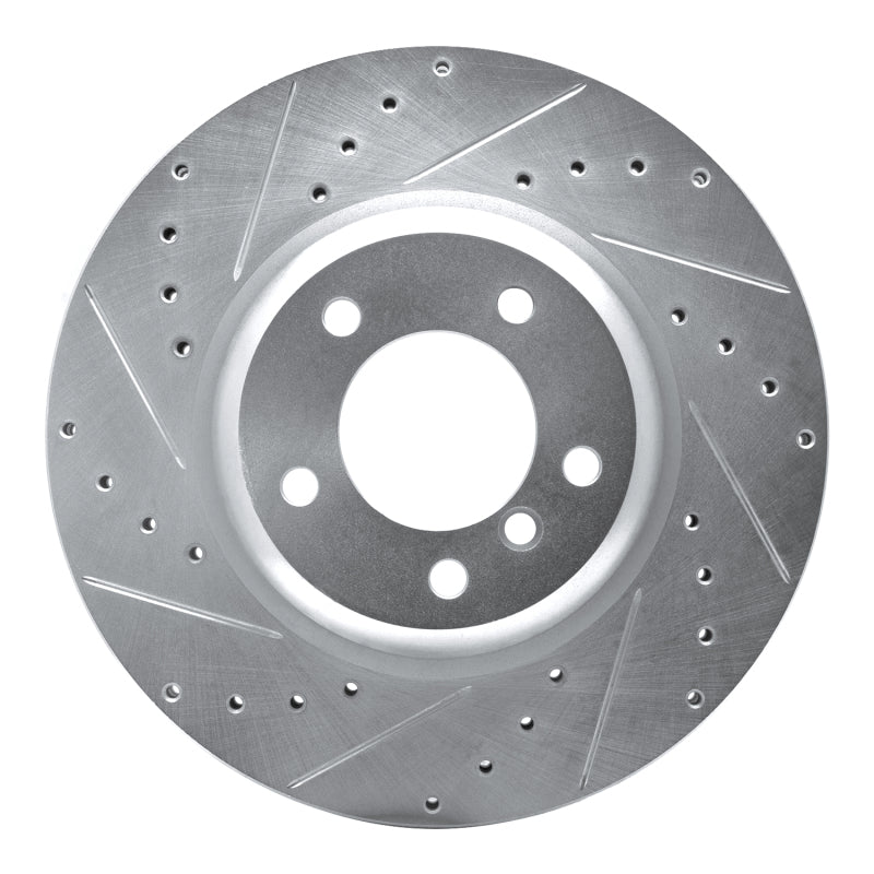 R1 Concepts R1 06-13 BMW 135IS Front Left Drilled & Slotted Silver Brake Rotor
