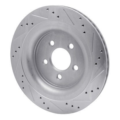 R1 Concepts R1 15-23 Ford Mustang Rear Left Drilled & Slotted Silver Brake Rotor