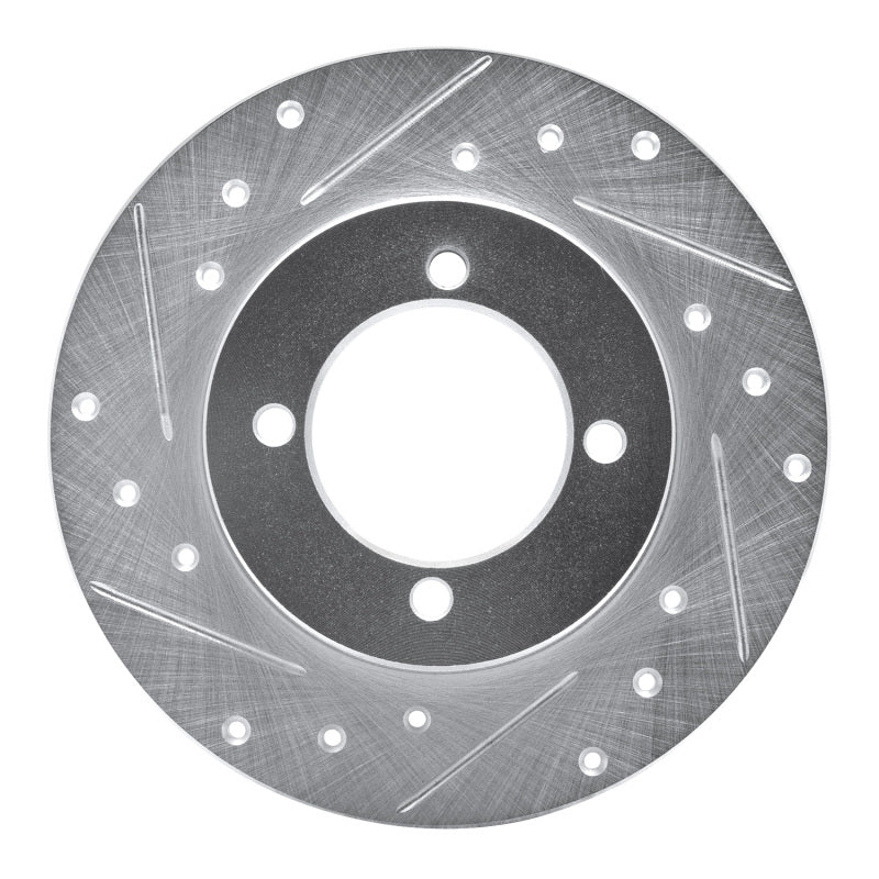 R1 Concepts R1 74-75 Nissan 710 Front Left Drilled & Slotted Silver Brake Rotor