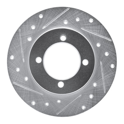 R1 Concepts R1 74-75 Nissan 710 Front Left Drilled & Slotted Silver Brake Rotor