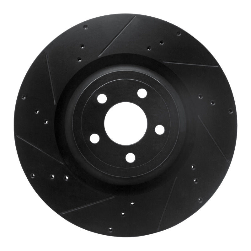 R1 Concepts R1 15-23 Ford Mustang Front Left Drilled & Slotted Black Brake Rotor