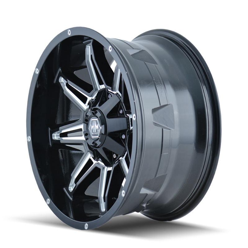 Mayhem 8090 Rampage 20x9 / 8x165.1 BP / 18mm Offset / 130.8mm Hub Gloss Black Milled Wheel
