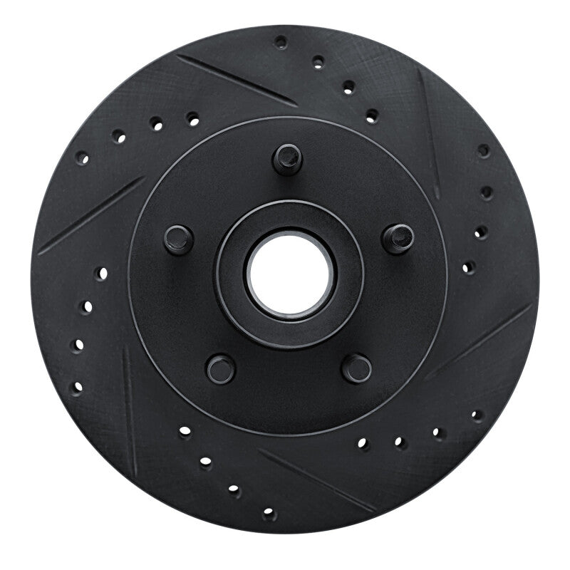 R1 Concepts R1 72-73 Ford Gran Torino Front Right Drilled & Slotted Black Brake Rotor