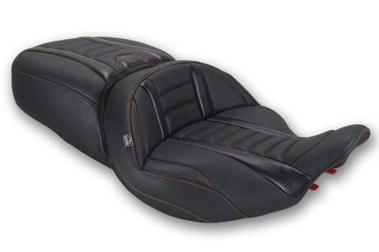 Mustang Motorcycle Mustang 23-26 Harley CVO Road Glide, Street Glide, ST Deluxe 1pc 2Up Blk w/Mandarin Orange Thread