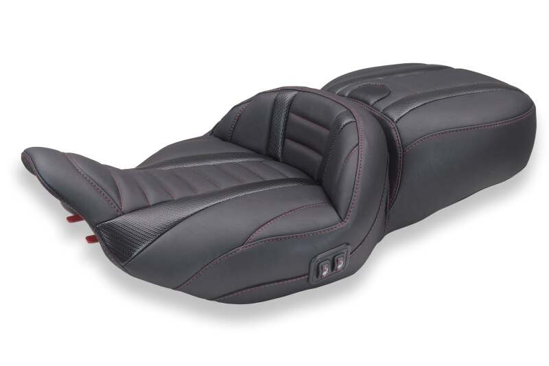 Mustang Motorcycle Mustang 23-26 Harley CVO Road Glide, Street Glide, Heated Deluxe ST 1pc 2Up Blk w/ D Cherry Thread