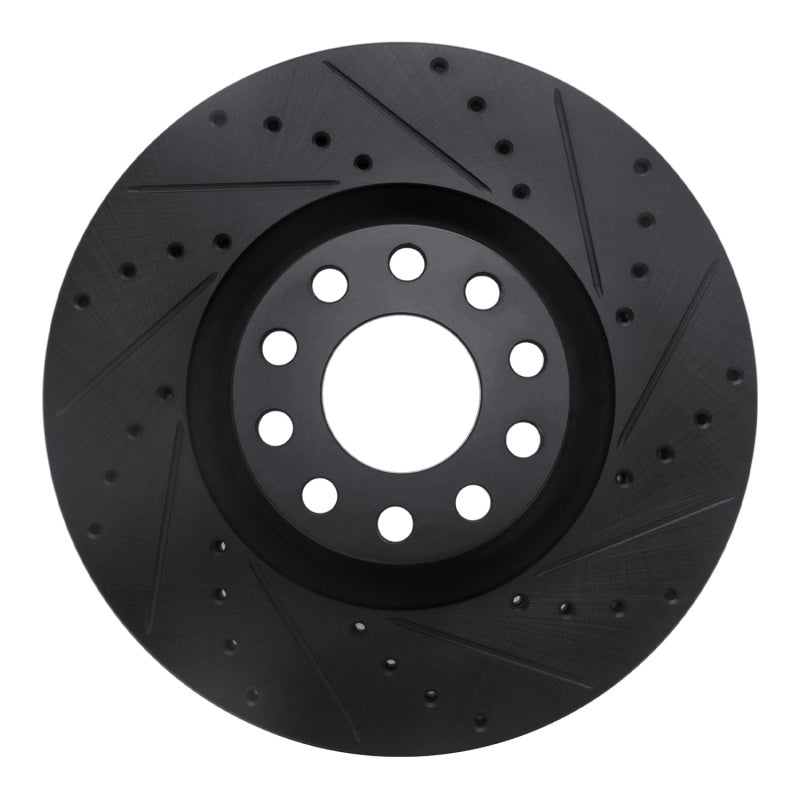 R1 Concepts R1 99-04 Audi S6 Front Right Drilled & Slotted Black Brake Rotor
