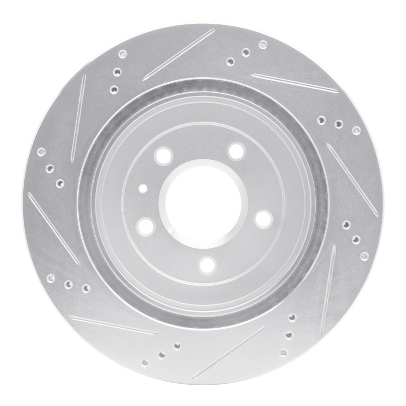 R1 Concepts R1 05-11 Cadillac STS Rear Right Drilled & Slotted Silver Brake Rotor