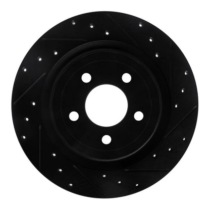 R1 Concepts R1 20-25 Ford Explorer Rear Right Drilled & Slotted Black Brake Rotor