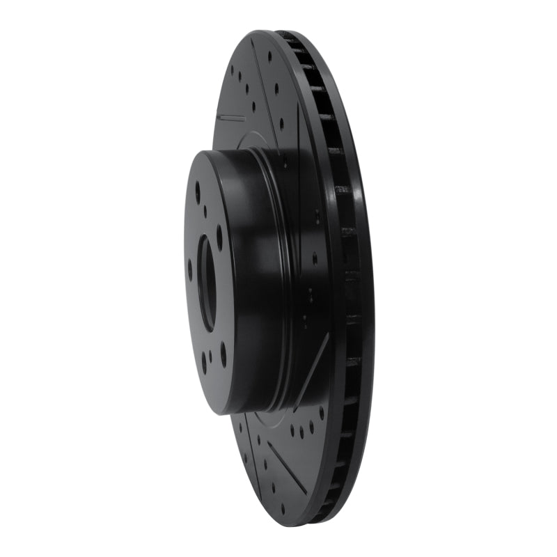 R1 Concepts R1 86-92 Toyota Supra Front Right Drilled & Slotted Black Brake Rotor