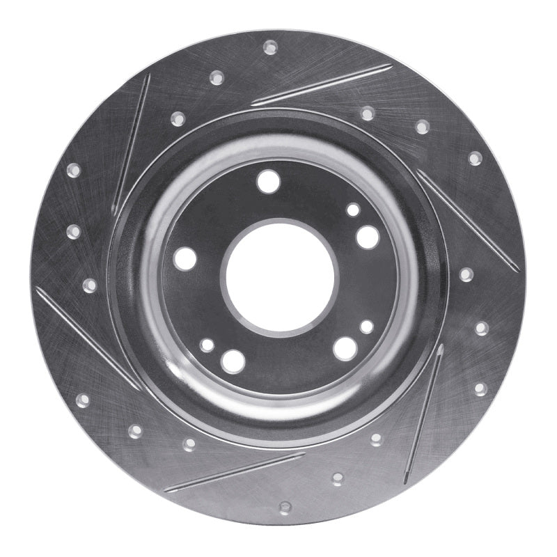 R1 Concepts R1 17-20 Honda Civic Coupe Rear Right Drilled & Slotted Silver Brake Rotor