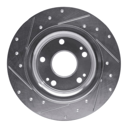 R1 Concepts R1 17-20 Honda Civic Coupe Rear Right Drilled & Slotted Silver Brake Rotor