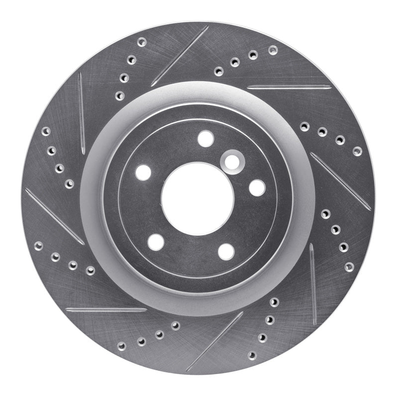 R1 Concepts R1 16-24 Jaguar XF Rear Left Drilled & Slotted Silver Brake Rotor