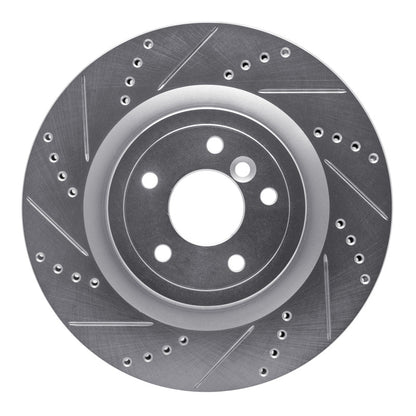 R1 Concepts R1 16-24 Jaguar XF Rear Left Drilled & Slotted Silver Brake Rotor