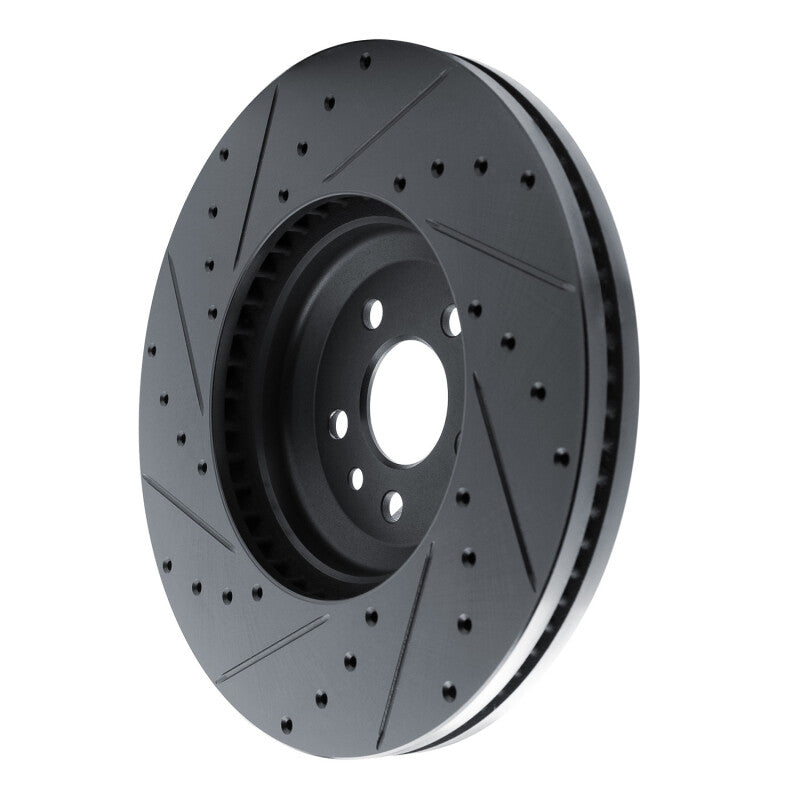 R1 Concepts R1 20-25 Jaguar E-Pace Front Right Drilled & Slotted Black Brake Rotor