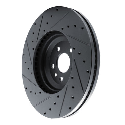 R1 Concepts R1 20-25 Jaguar E-Pace Front Right Drilled & Slotted Black Brake Rotor