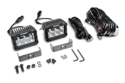 Go Rhino Xplor Bright Series Rectangle LED Spot Light Kit (Surface/Thread Stud Mnt) 4x3 - Blk (Pair)