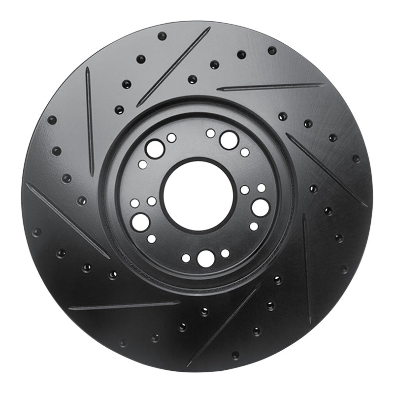 R1 Concepts R1 92-10 Lexus LS400 Front Right Drilled & Slotted Black Brake Rotor