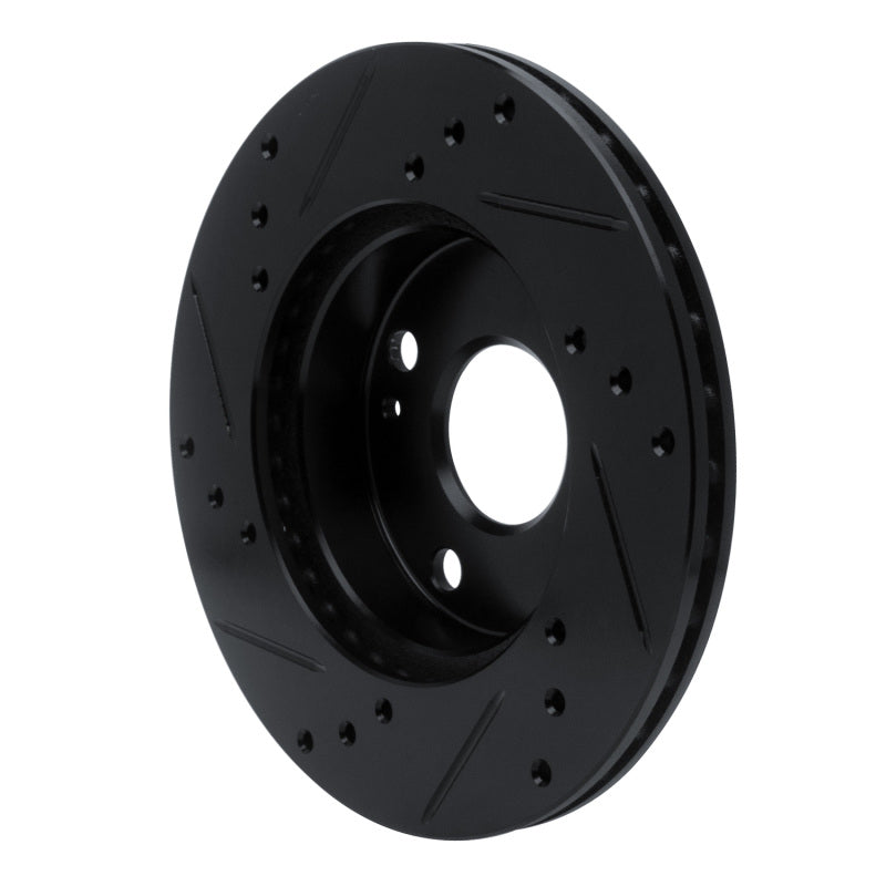 R1 Concepts R1 90-93 Mazda Miata Front Right Drilled & Slotted Black Brake Rotor
