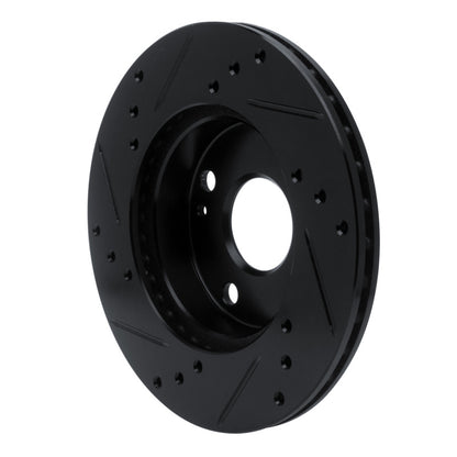 R1 Concepts R1 90-93 Mazda Miata Front Right Drilled & Slotted Black Brake Rotor