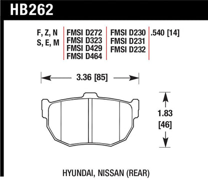 Hawk Performance Hawk 89-97 Nissan 240SX SE HPS Street Rear Brake Pads