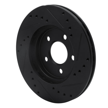 R1 Concepts R1 86-90 Chrysler Town & Country Front Left Drilled & Slotted Black Brake Rotor