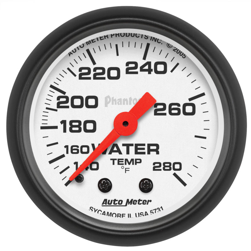 Autometer Phantom 52mm 140-280 Deg F Mechanical Water Temp Gauge