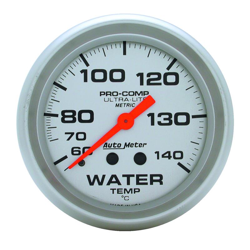 Autometer Ultra-Lite 66.7mm Mechanical 60-140 Degree C Water Temperature Gauge w/ 6in Tubing