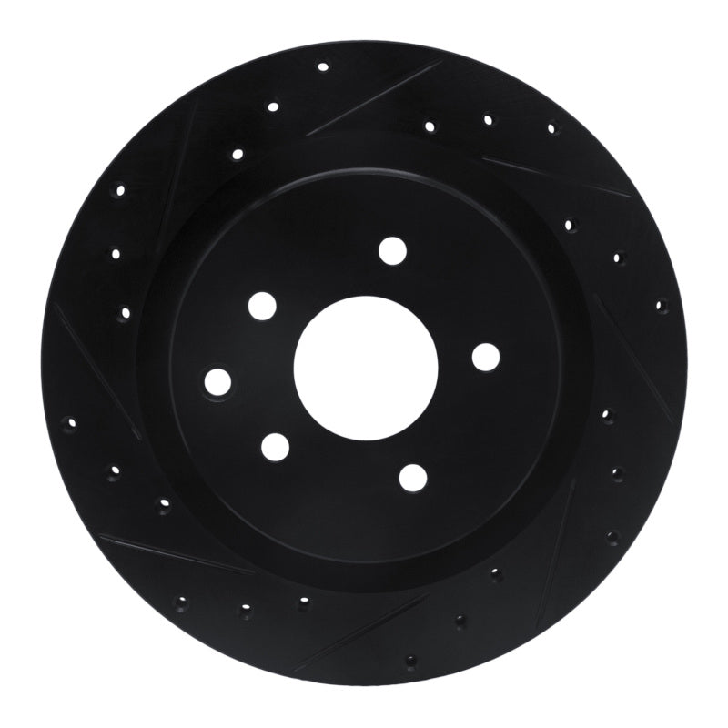 R1 Concepts R1 03-08 Infiniti G35 Rear Left Drilled & Slotted Black Brake Rotor