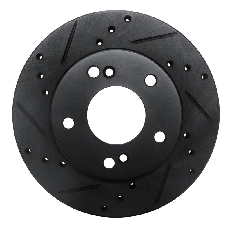 R1 Concepts R1 96-98 Nissan 240SX Front Left Drilled & Slotted Black Brake Rotor
