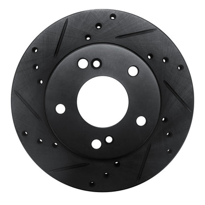 R1 Concepts R1 96-98 Nissan 240SX Front Left Drilled & Slotted Black Brake Rotor