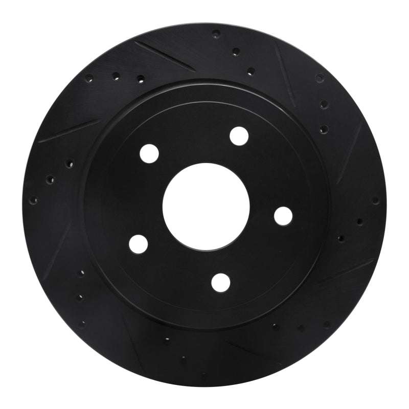 R1 Concepts R1 04-06 Dodge Ram 1500 Pickup Rear Right Drilled & Slotted Black Brake Rotor