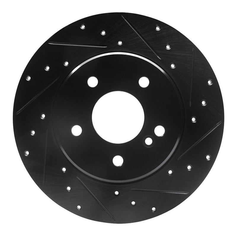 R1 Concepts R1 98-03 Mercedes-Benz E320 Rear Right Drilled & Slotted Black Brake Rotor
