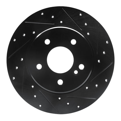 R1 Concepts R1 98-03 Mercedes-Benz E320 Rear Right Drilled & Slotted Black Brake Rotor