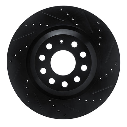 R1 Concepts R1 15-25 Volkswagen GTI Rear Right Drilled & Slotted Black Brake Rotor