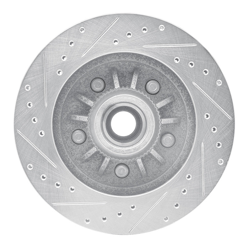 R1 Concepts R1 97-00 Ford F-150 RWD Front Right Drilled & Slotted Silver Brake Rotor