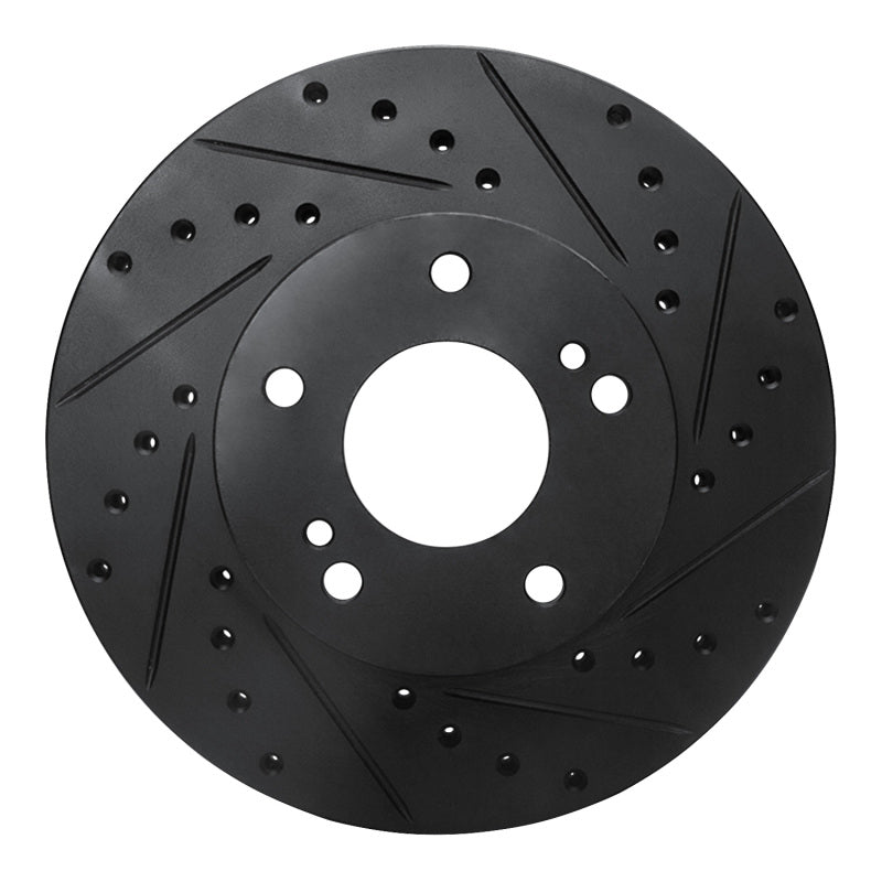 R1 Concepts R1 87-89 Nissan 300ZX Turbo Front Right Drilled & Slotted Black Brake Rotor