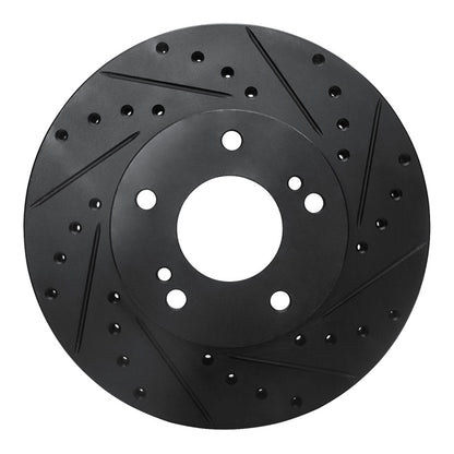 R1 Concepts R1 87-89 Nissan 300ZX Turbo Front Right Drilled & Slotted Black Brake Rotor