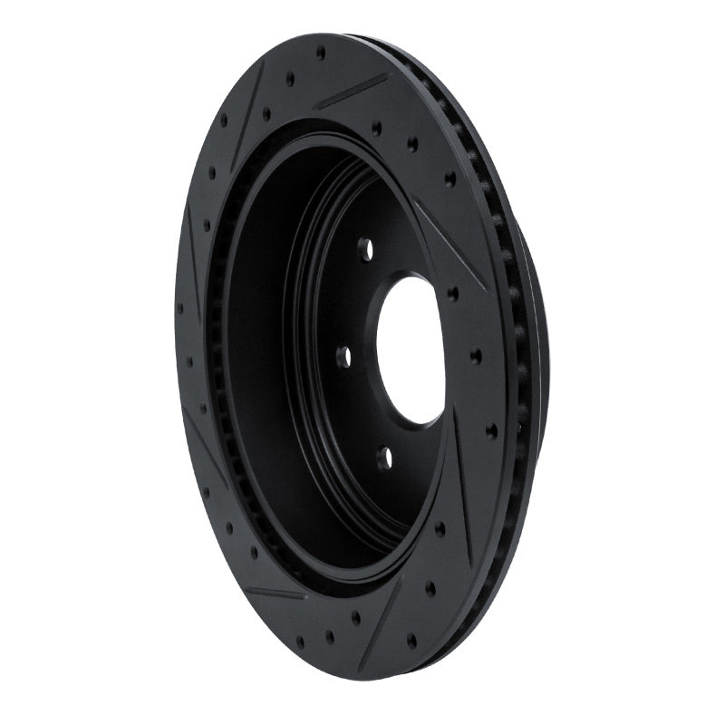 R1 Concepts R1 17-24 Nissan Titan Rear Right Drilled & Slotted Black Brake Rotor