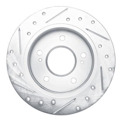 R1 Concepts R1 94-98 Nissan 240SX Rear Right Drilled & Slotted Silver Brake Rotor